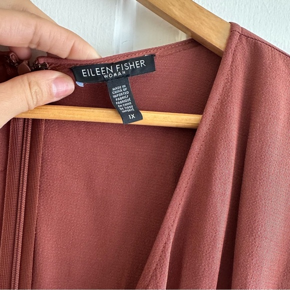 Eileen Fisher Women’s 1X Wide Leg Crepe Jumpsuit Tencel Viscose Crepe Ruset - Picture 10 of 11